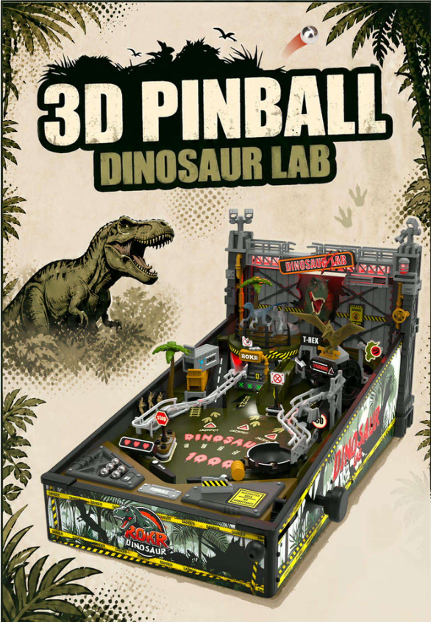 ROKR se lanza al pinball de mesa con Dinosaur Lab, su kit más ambicioso hasta la fecha